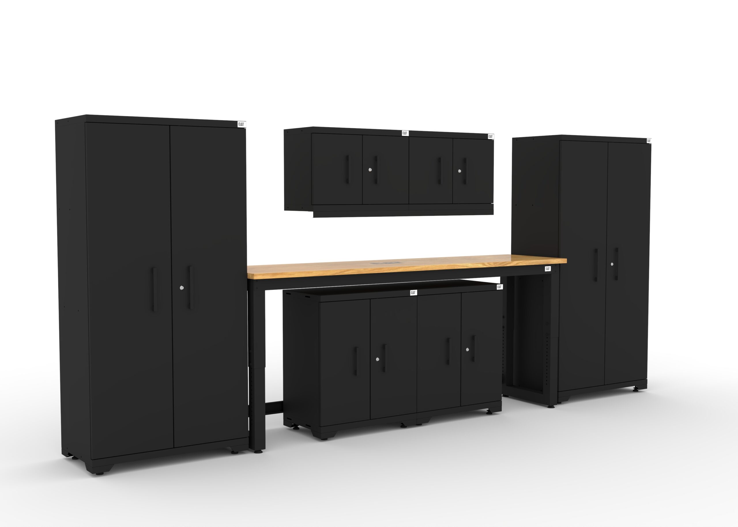 CAT-FWSETN_right CAT fully-welded garage storage cabinets with 2 lockers, 2 wall cabinets and 2 base cabinets