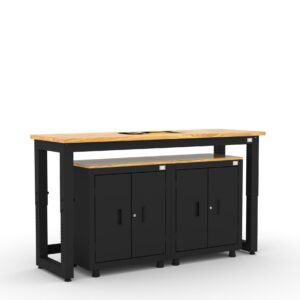 Cat RTASETA ready-to-assemble garage storage cabinetry set with workbench