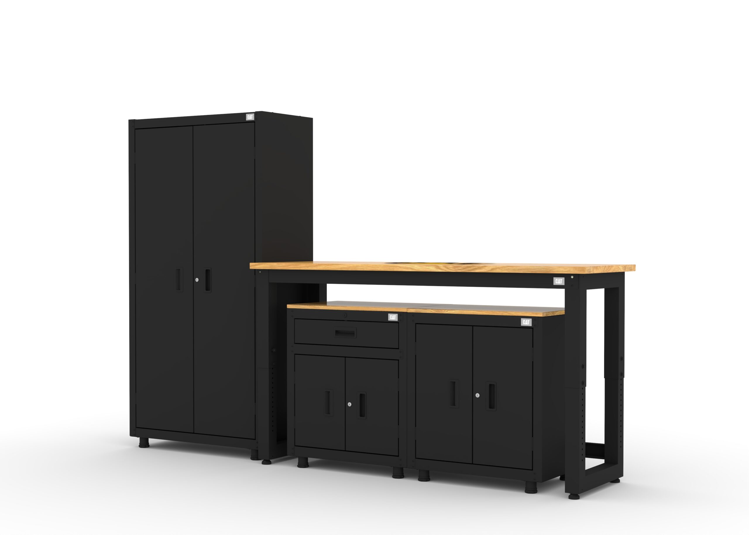 CAT-RTASETCZ_left Garage storage cabinets with 1 locker, 1 wall cabinet and 1 base cabinet