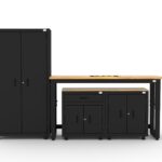 Garage storage cabinets with 1 locker, 1 wall cabinet and 1 base cabinet