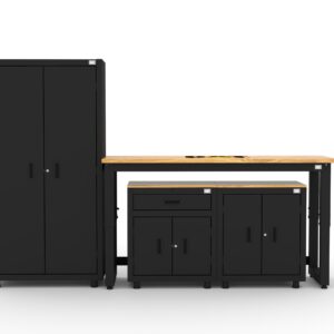 Garage storage cabinets with 1 locker, 1 wall cabinet and 1 base cabinet