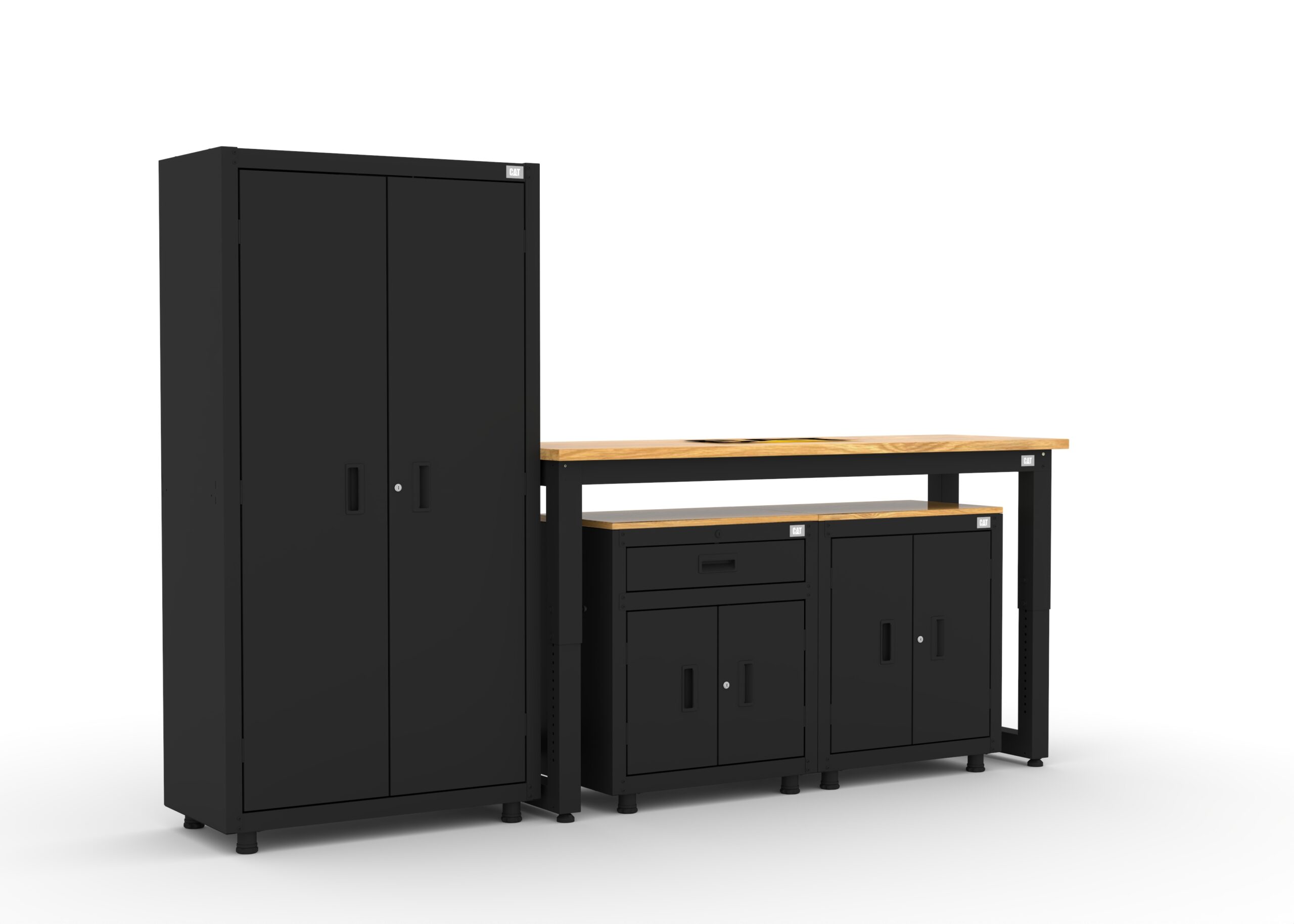 CAT-RTASETCZ_right Garage storage cabinets with 1 locker, 1 wall cabinet and 1 base cabinet