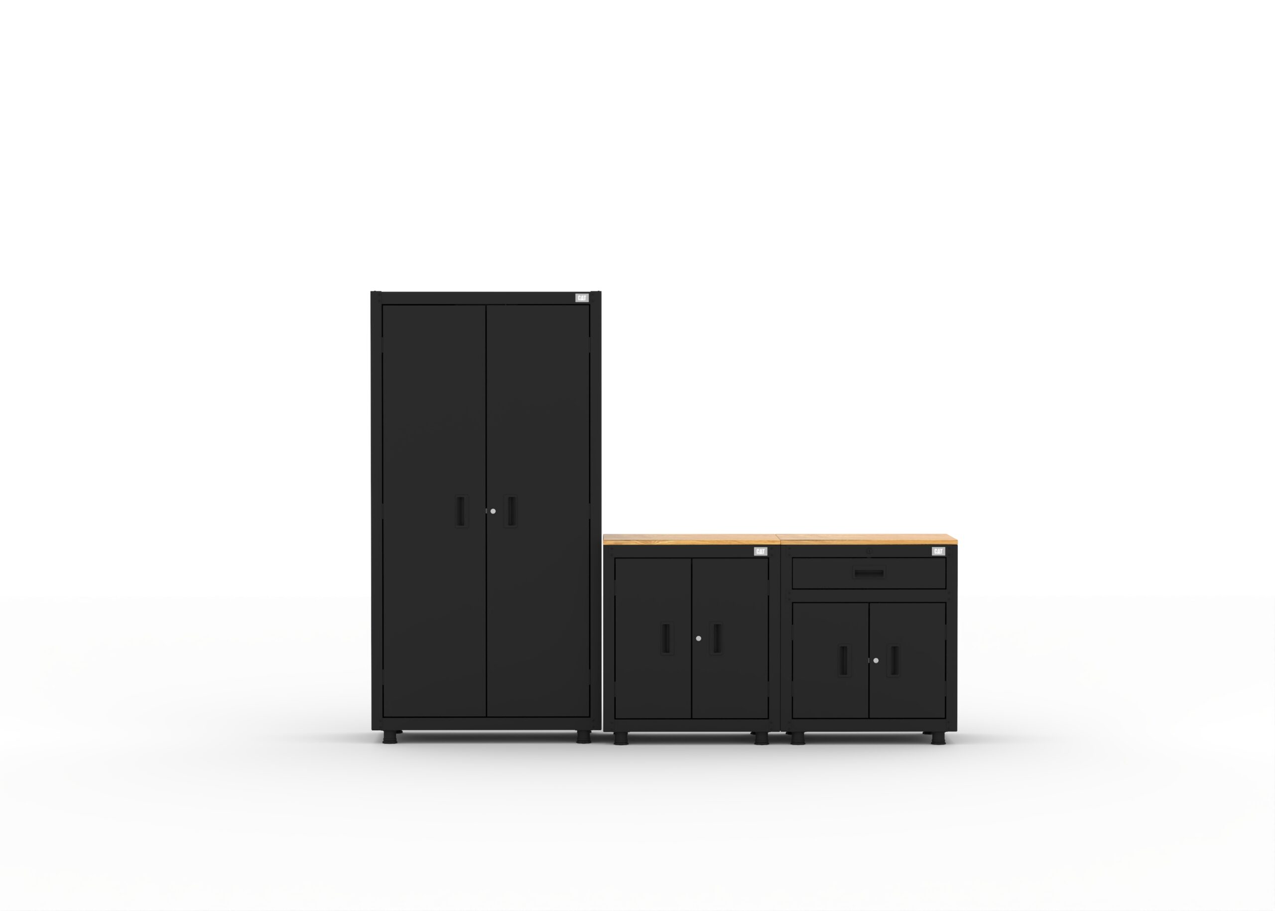 CAT-RTASETC_main CAT steel garage storage cabinets with workbench setup