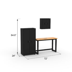 CAT garage storage cabinets with 48 inch workbench and wall storage