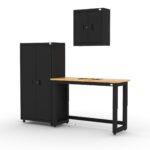 CAT garage storage cabinets with 48 inch workbench and wall storage