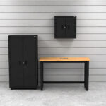 CAT garage storage cabinets with 48 inch workbench and wall storage