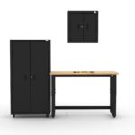 CAT garage storage cabinets with 48 inch workbench and wall storage