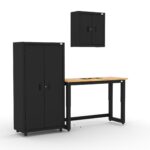 CAT garage storage cabinets with 48 inch workbench and wall storage