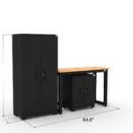 Ready-to-assemble CAT steel garage cabinet system with locker storage