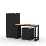 Ready-to-assemble CAT steel garage cabinet system with locker storage