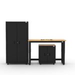 Ready-to-assemble CAT steel garage cabinet system with locker storage