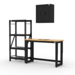 CAT storage cabinet set with 1 shelf, 1 wall cabinet and 48 inch workbench