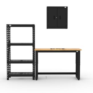 CAT storage cabinet set with 1 shelf, 1 wall cabinet and 48 inch workbench