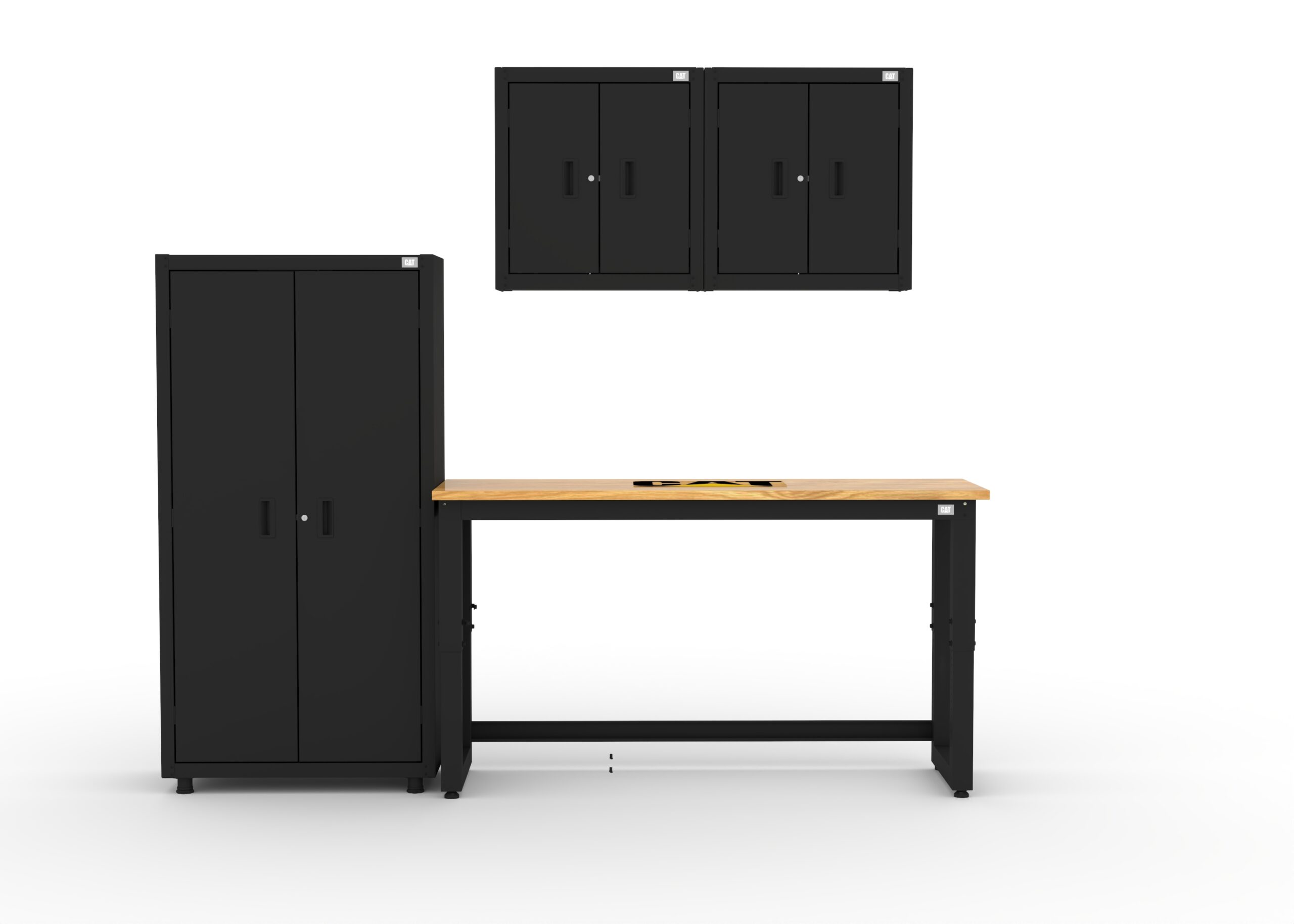 CAT-RTASETJ_main CAT storage cabinet set with 1 locker, 2 wall cabinets and 72 inch workbench