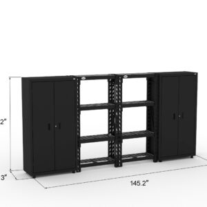CAT storage cabinet set with 2 lockers and 2 wall shelves