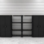 CAT storage cabinet set with 2 lockers and 2 wall shelves