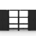 CAT storage cabinet set with 2 lockers and 2 wall shelves