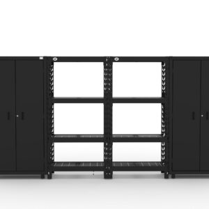 CAT storage cabinet set with 2 lockers and 2 wall shelves