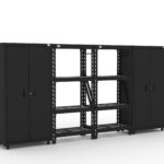 CAT storage cabinet set with 2 lockers and 2 wall shelves