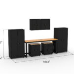 CAT garage storage cabinets with 2 lockers, 2 wall cabinets, 1 base, 1 drawer-base and 72 inch workbench