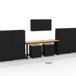 CAT garage storage cabinets with 4 lockers, 2 wall cabinets, 1 base unit, 1 drawer-base and 72 inch workbench