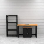 Garage storage cabinets with 1-drawer 2-door base cabinet, shelving unit and 48 inch workbench