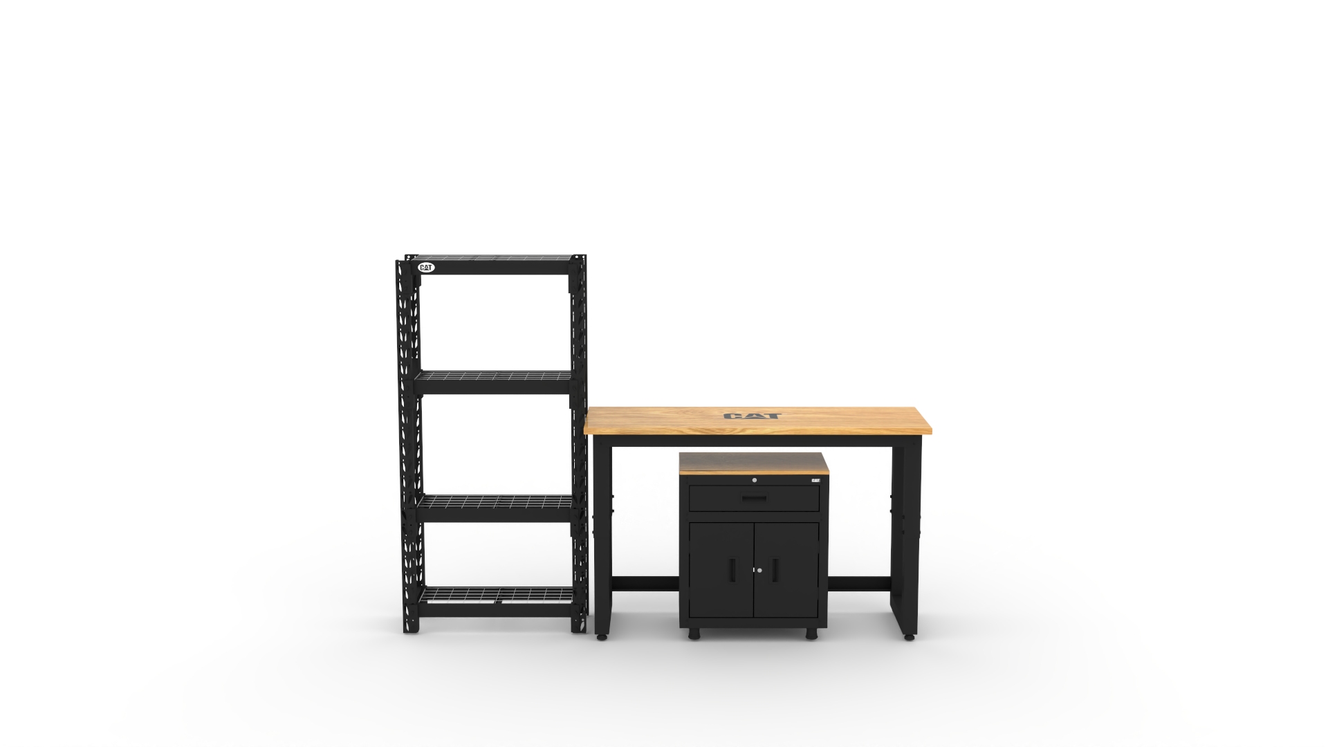 CAT-RTASETZ_main Garage storage cabinets with 1-drawer 2-door base cabinet, shelving unit and 48 inch workbench