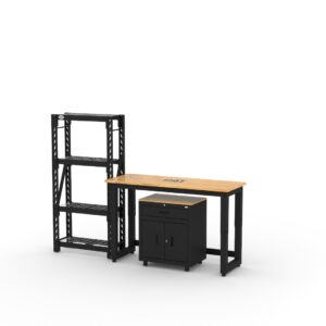 Garage storage cabinets with 1-drawer 2-door base cabinet, shelving unit and 48 inch workbench
