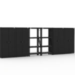 Garage storage cabinets with 4 lockers and 2 shelving units