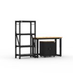 Garage storage cabinets with 1 base cabinet, 1 shelving unit and 48 inch workbench