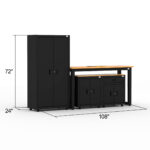 Garage storage cabinets with 1 locker, 1 wall cabinet and 1 base cabinet