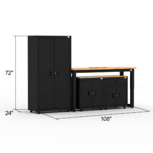 Garage storage cabinets with 1 locker, 1 wall cabinet and 1 base cabinet