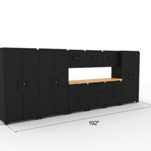 CAT fully-welded garage storage cabinets with 3 lockers, 3 wall cabinets and 2 tool cabinets