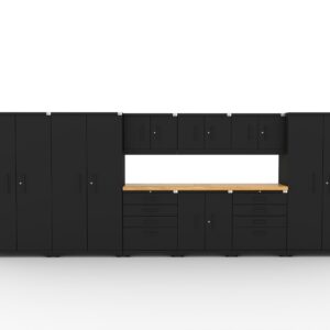 CAT fully-welded garage storage cabinets with 3 lockers, 3 wall cabinets and 2 tool cabinets