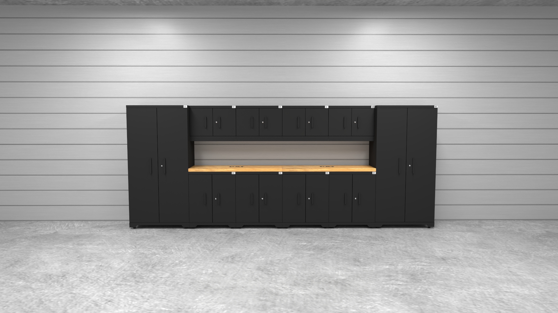 CAT-FWSETDZ_lifestyle CAT-FWSETDZ steel garage storage system with dual 56 inch worktops