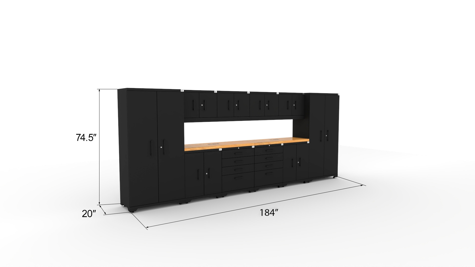CAT-FWSETEZ_dims CAT-FWSETEZ steel garage storage system with dual 56 inch worktops