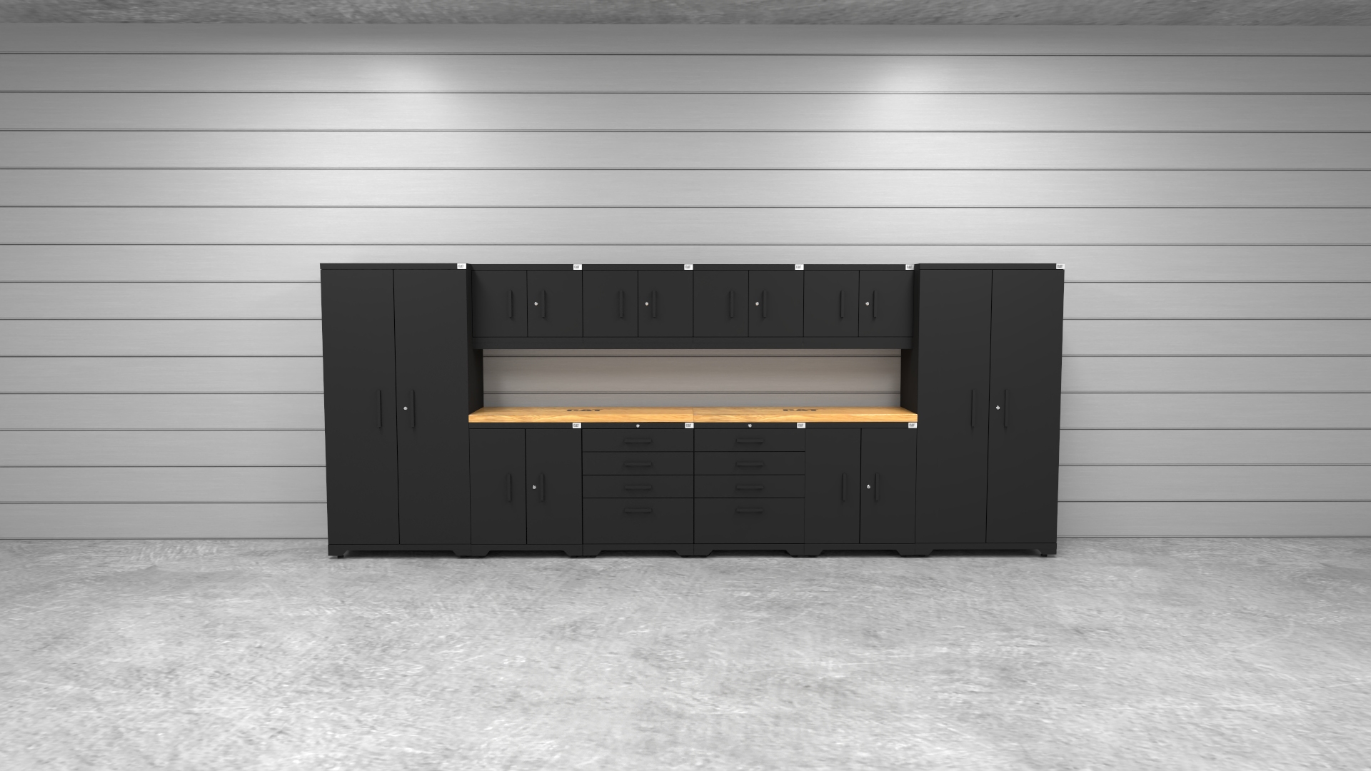 CAT-FWSETEZ_lifestyle CAT-FWSETEZ steel garage storage system with dual 56 inch worktops