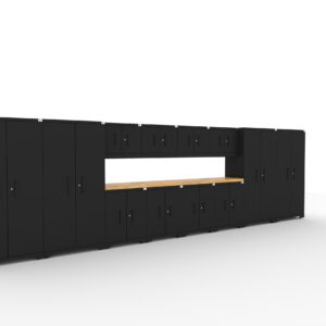 dual worktops supports organized workflow and efficient access to tools and workspace essentials.