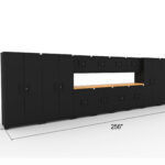 CAT-FWSETGZ steel garage storage system with dual 56 inch worktops