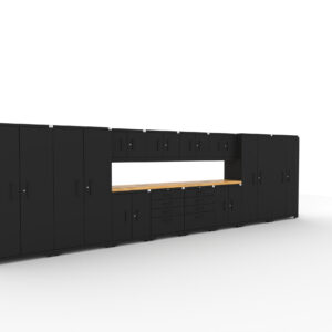 CAT-FWSETGZ steel garage storage system with dual 56 inch worktops