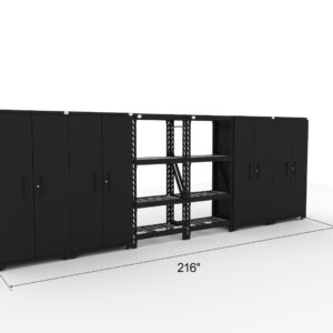CAT-FWSETLZ steel garage storage system with 4 lockers and shelves