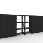 CAT-FWSETLZ steel garage storage system with 4 lockers and shelves