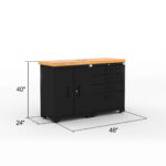 CAT-FWSETMZ steel garage storage system with 56 inch solid wood worktop