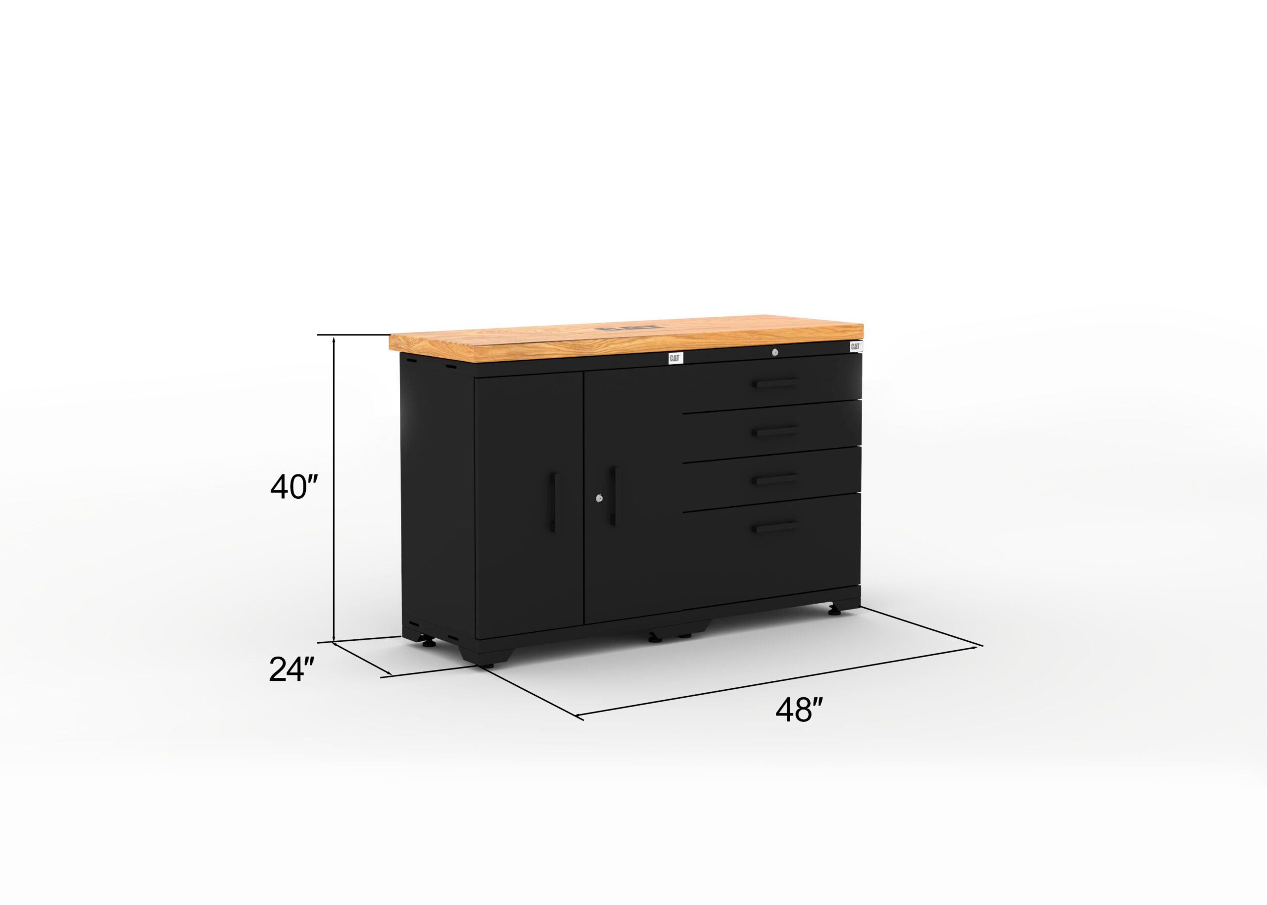 CAT-FWSETMZ_dims CAT-FWSETMZ steel garage storage system with 56 inch solid wood worktop