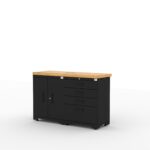 CAT-FWSETMZ steel garage storage system with 56 inch solid wood worktop