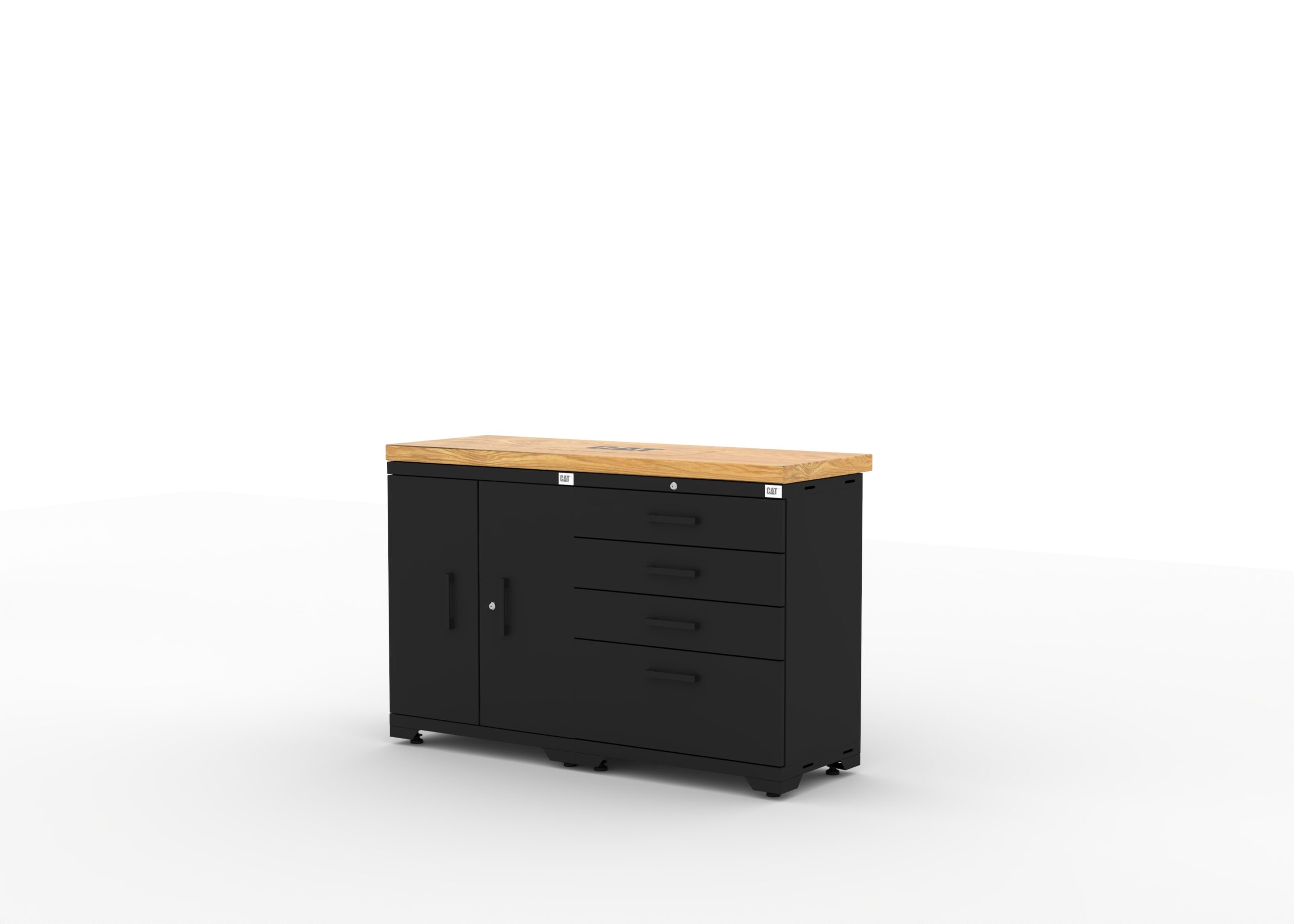 CAT-FWSETMZ_left CAT-FWSETMZ steel garage storage system with 56 inch solid wood worktop