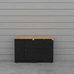 CAT-FWSETMZ steel garage storage system with 56 inch solid wood worktop