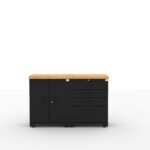 CAT-FWSETMZ steel garage storage system with 56 inch solid wood worktop