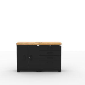 CAT-FWSETMZ steel garage storage system with 56 inch solid wood worktop