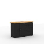 CAT-FWSETMZ steel garage storage system with 56 inch solid wood worktop
